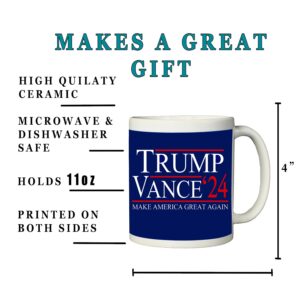 Rogue River Tactical Donald Trump Vance Novelty Coffee Mug Cup, 11 Oz, White Trump/Vance 2024 24 Blue