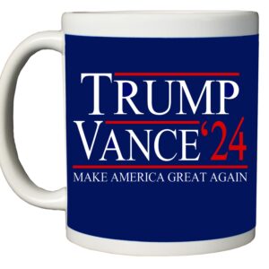 Rogue River Tactical Donald Trump Vance Novelty Coffee Mug Cup, 11 Oz, White Trump/Vance 2024 24 Blue