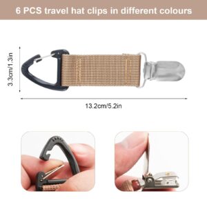 6 Pcs Hat Clip for Travel Hat Clips for Travel on Bag, Hat Holder for Purse, Hands-Free Elastic Hat Clip for Bag Handbag Backpack Luggage Traveling, Outdoor Travel Bag Accessory for Women Men