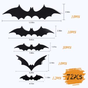 Halloween Decorations Bats Wall Decor,72Pcs Reusable PVC 3D Black Scary Bat Wall Stickers for Creepy Home Bathroom Decor Halloween Party DIY Wall Decal Indoor Halloween Decor