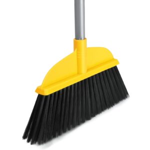 broom for hardwood floors indoor sweeping brooms with soft bristles and 55” long handle for tile laminate deck hard floor cleaning-yellow