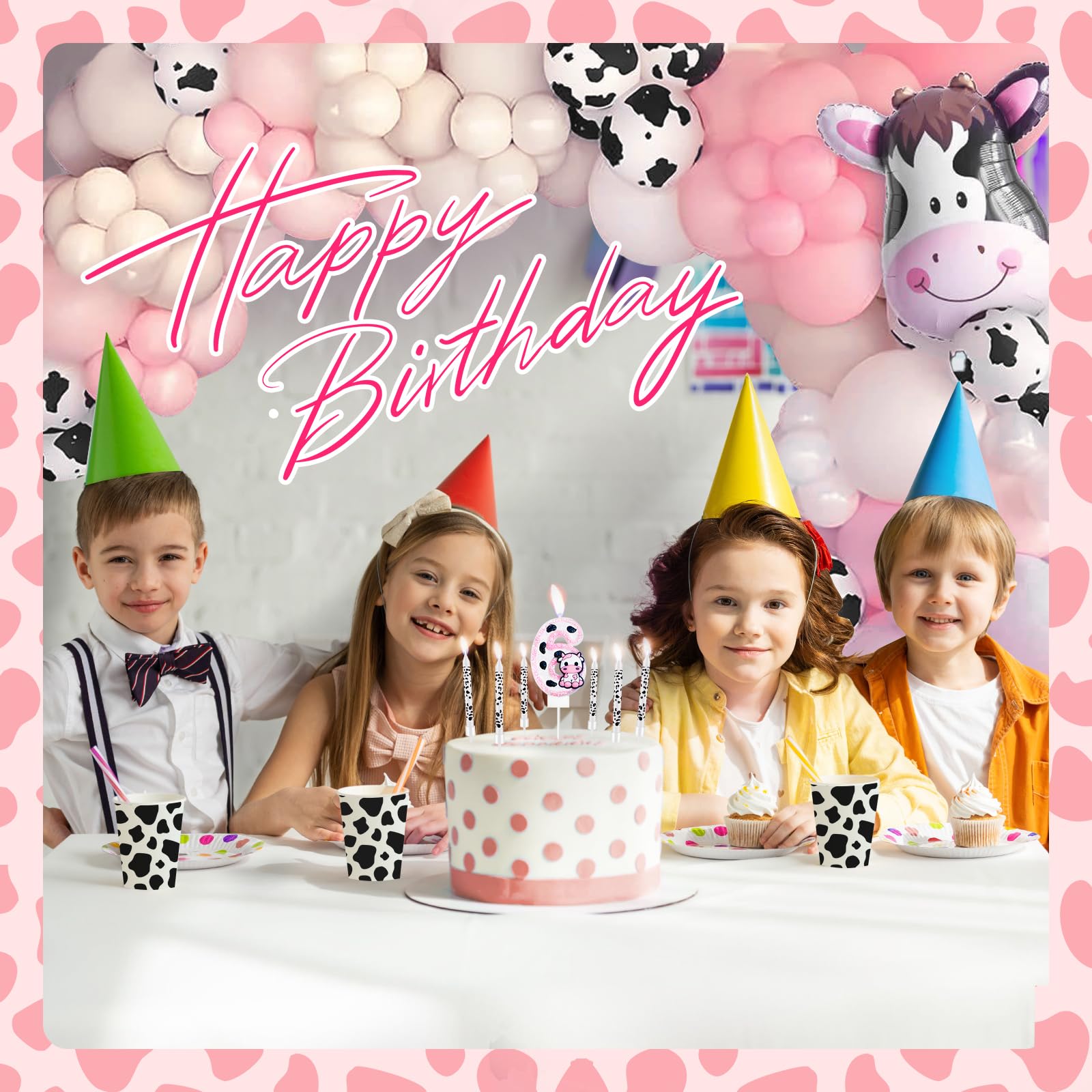 13 Pcs Cow Themed Birthday Candles - 0 to 9 Pink Cow Number Candle & Cow Print Birthday Candles, Cowgirl Theme Candle for Girls Birthday Party Decor, Holy Cow Im One Birthday Decorations (Number 1)