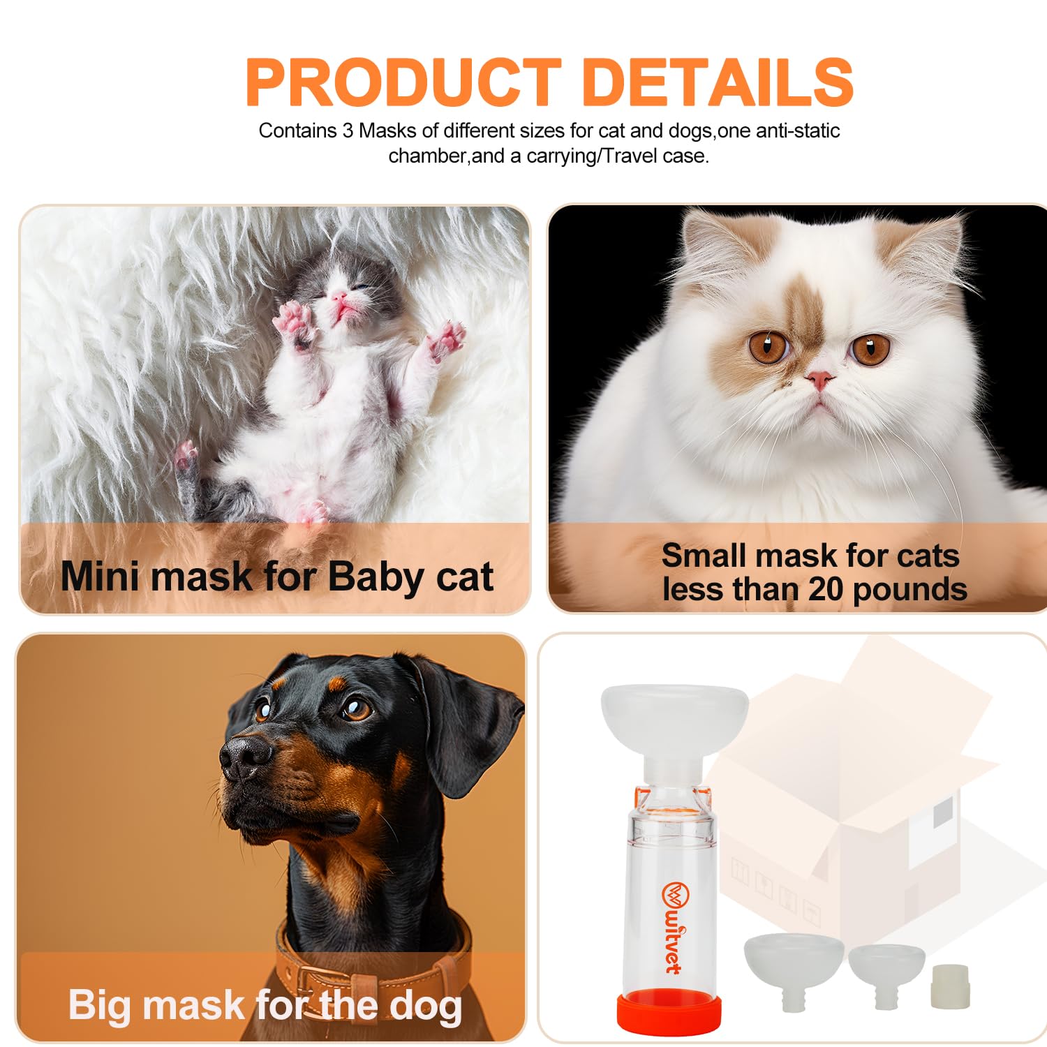 Ryxor Inhaler Spacer for Cats, Includes 3 Masks, Ideal Pet Nebulizer for Asthma Inhaler for Dogs, Cat Inhaler Mask for Easy Breathing