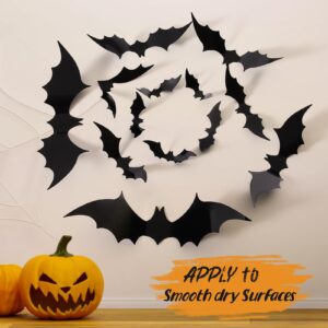 Halloween Decorations Bats Wall Decor,72Pcs Reusable PVC 3D Black Scary Bat Wall Stickers for Creepy Home Bathroom Decor Halloween Party DIY Wall Decal Indoor Halloween Decor