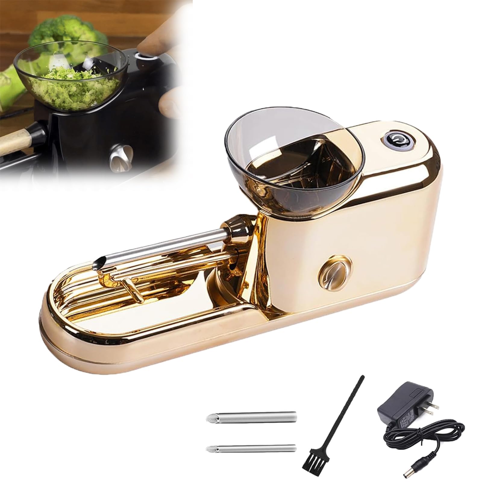 Generic Lorivu Automatic Roller, The Za Machine, Electric 6.5mm/8mm Za Machine, Portable Herb Grinder 8mm Tube, 2024 New TheZaMachine (Gold)