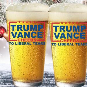 Patriots Cave Trump Vance MAGA Trumpican 16 oz Pint Beer Glass Made in America & Dishwasher Safe! Gift Box Included | Trump 2024 Patriot Gift | Gifts For Men | Made In USA