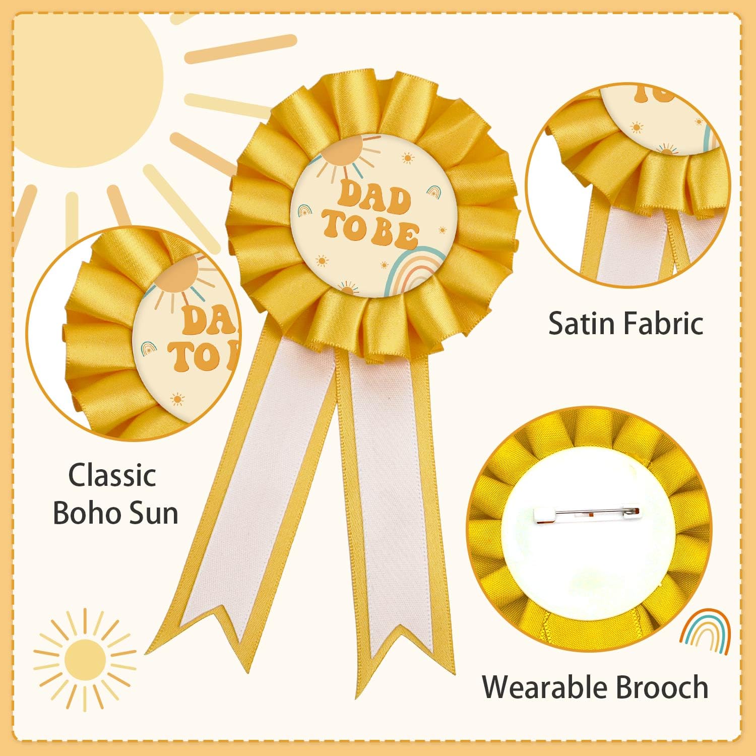 Lopeastar Here Comes the Son Baby Shower Decor Mom to Be Sash Dad to Be Corsage Set, Boho Sun Mommy to Be Sash Baby Shower Sash Set Party Decorations