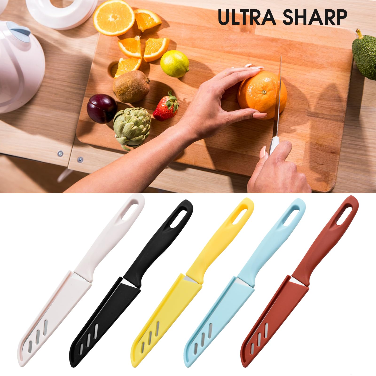 20 pieces Paring knife, Paring Knives Ultra Sharp Vegetable and Fruit Knife with Sheath Cover, Rust Proof Stain Resistant Steel Small Kitchen Knife, include 10PCS Peeling Knives and 10PCS Knife Sheath