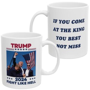 trump shot mug merchandise white elephant gifts coffee mug 2024 assassination shooting ear fight fist (shot mug blue)