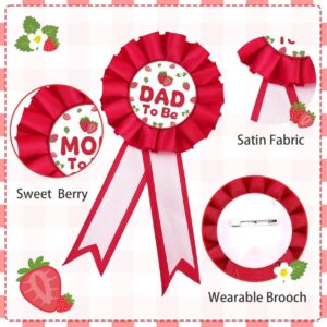 Lopeastar Strawberry Baby Shower Decorations Mom to Be Sash Dad to Be Corsage Set, Berry Sweet Mommy to Be Sash Baby Shower Sash Set Party Decorations