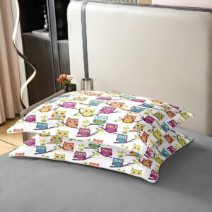 Feelyou Owl Bedding Set Twin 3D Animal Printed Comforter Cover Set for Kids Adults Bird Decor Duvet Cover 100% Cotton Cartoon Owls Design Bedspread Cover Room Decor with 1 Pillow Case, No Comforter