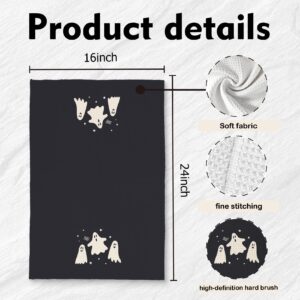 LKETW Ghost Decor Kitchen Towels Dish Towels, Cute Halloween Decor, Halloween Hand Tea Towels for Kitchen Bathroom Decor, Black White Ghost Dishcloth, Halloween Ghost Hand Towels 16x24in