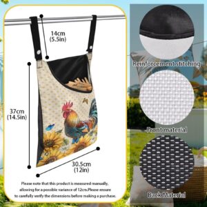 Yzaoxia Rooster Hanging Clothespin Holder Bag Clothes Pin Bag with Hanging Ropes for Laundry Sunflower Space Saving Clothes Pins Storage Bags Butterfly Clothespins Organizer