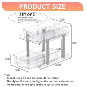 2 Set 2 Tier Clear Bathroom Organizers and Storage,MultiUse Slide Out Under Sink Organizer and Pull Out Cabinet Organizer for Kitchen, Pantry, Medication Organizer Storage,Vanity Makeup Organization