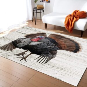 area rugs for living room, 2'x3' thanksgiving farm turkey bird small washable rug soft durable indoor carpet non slip floor mat for bedroom dining room entryway