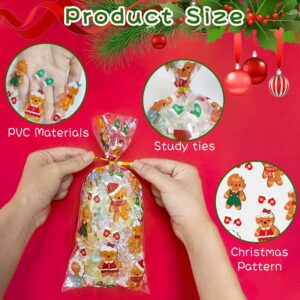 Christmas Treat Bags, Christmas Candy Bags, Christmas Bags for Goodies, 60 PCS Christmas Cellophane Bags with Ties, Christmas Plastic Bags, Christmas Cello Bags for Christmas Day Party Favor Supplies