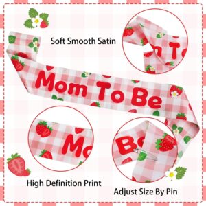 Lopeastar Strawberry Baby Shower Decorations Mom to Be Sash Dad to Be Corsage Set, Berry Sweet Mommy to Be Sash Baby Shower Sash Set Party Decorations