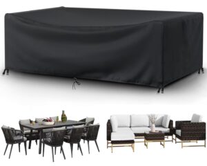 patio furniture covers outdoor table cover waterproof rectangular 420d garden dining table cover wind dust proof anti-uv patio sectional couch cover table and chair set covers 84"lx44"wx28"h black