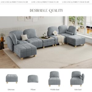 LLappuil Modular Combination Sofa Side Seater, Combination Sofa Belly Teddy Sofa Accessory, Carton A (Grey)