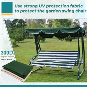 Porch Swing Canopy Replacement Waterproof Swing Top Cover Garden Swing Seat Replacement Canopy Sun Shade Awning Cover(Size:74x45 in,Color:GREEN)