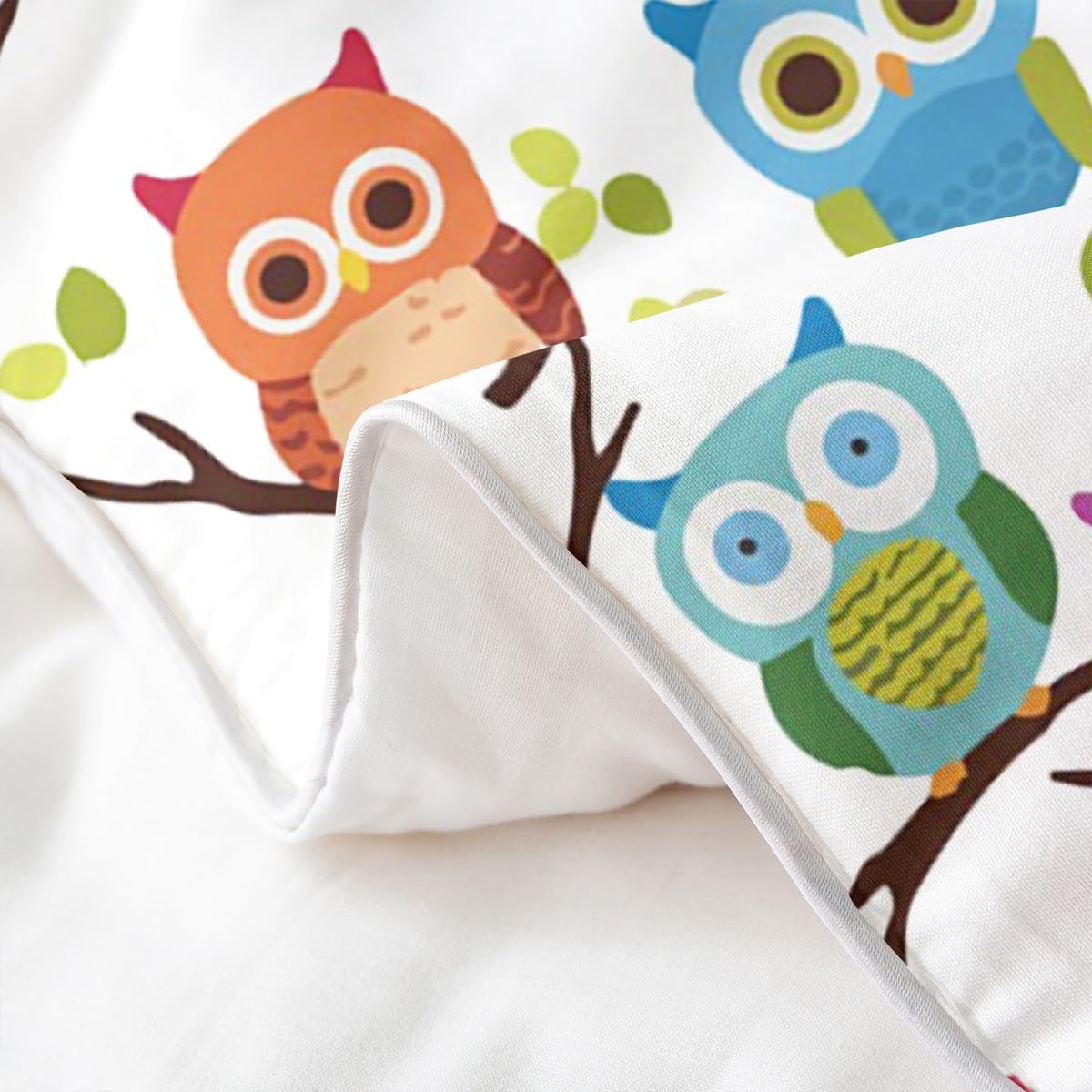 Feelyou Owl Bedding Set Twin 3D Animal Printed Comforter Cover Set for Kids Adults Bird Decor Duvet Cover 100% Cotton Cartoon Owls Design Bedspread Cover Room Decor with 1 Pillow Case, No Comforter