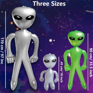 5Pcs Inflatable Alien, 3 Size Blow Up Aliens include 67"/ 35"/18", Alien Inflate for Halloween, Space Birthday Party