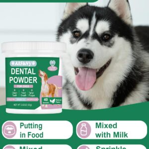 SANTKOL Dog Dental Powder - Dog Teeth Cleaning Powder with Green Tea, Lysozyme, Brown Algae - Dog Dental Care Targets Tartar, Plaque & Bad Breath - Dog Breath Freshener - for All Dogs, 80g