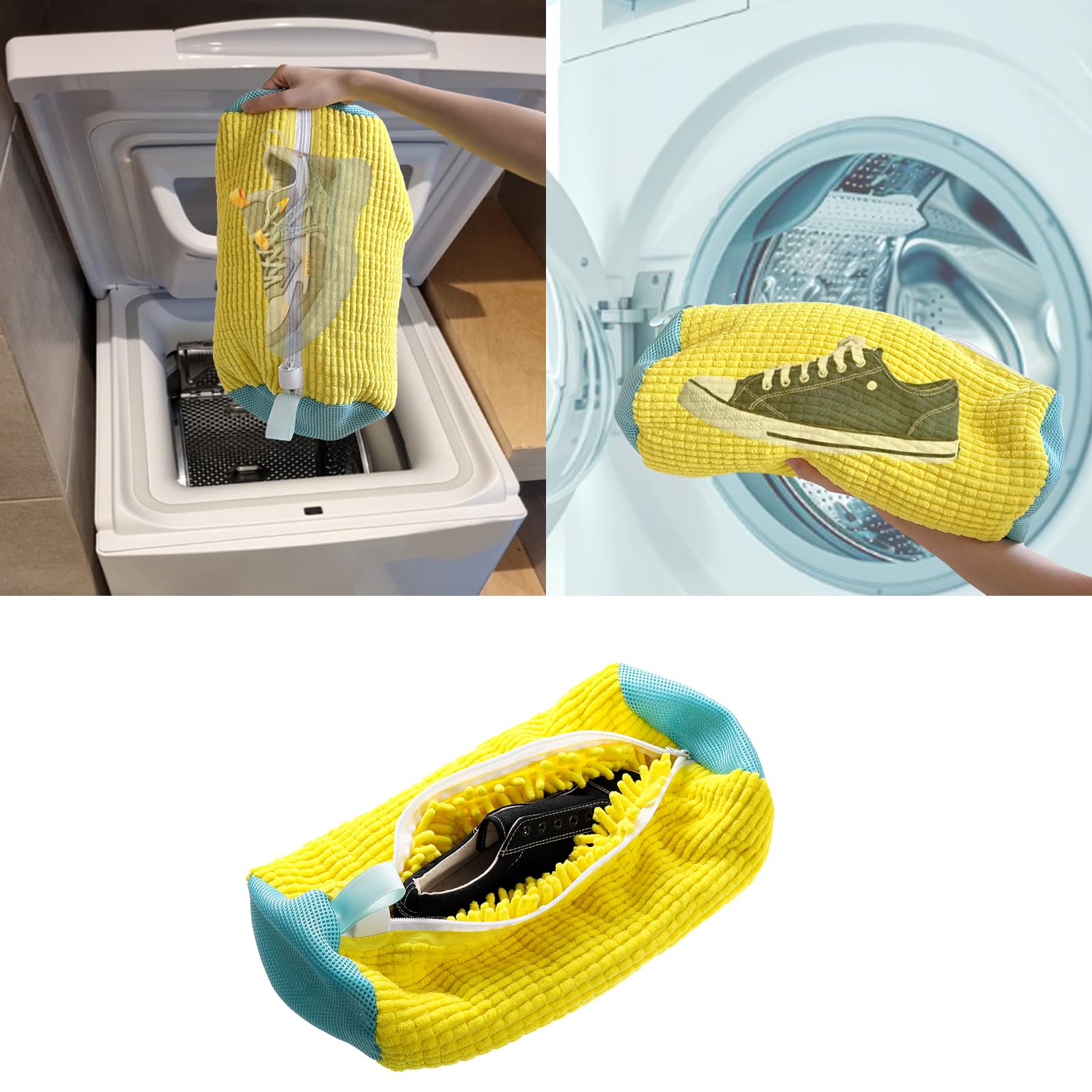 Shoe Washing Bag for Washing Machine, Laundry Shoe Bag for Washer Dryer, Reusable Zipper Shoe Washing Bag Sneaker Cleaning Bag 2PCS