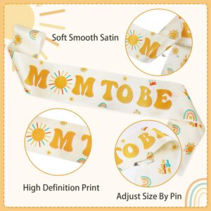 Lopeastar Here Comes the Son Baby Shower Decor Mom to Be Sash Dad to Be Corsage Set, Boho Sun Mommy to Be Sash Baby Shower Sash Set Party Decorations