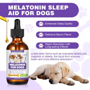 Melatonin for Dogs,Dog Melatonin,Dog Sleep Aid,Liquid Melatonin for Dogs,Calming for Dogs,Melatonin for Dogs Sleep Relieves Anxiety and Stress in Dogs, Helps Calm and Restful Sleep,Bacon Flavor