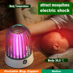 Bug Zapper, Electric Mosquito Zapper, Portable Rechargeable Bug Zapper, Fly Trap, Waterproof Insect Killer, Electric Fly Zapper for Home, Patio, Camping, Outdoor Indoor