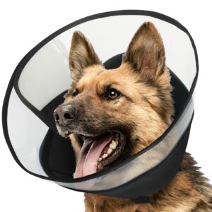 oeh dog cone, soft cones for dogs after surgery, comfortable dog cone collar, protective cone for dogs to stop licking, adjustable large dog cones for large dogs, black, xl(neck: 17.5"-20.7")