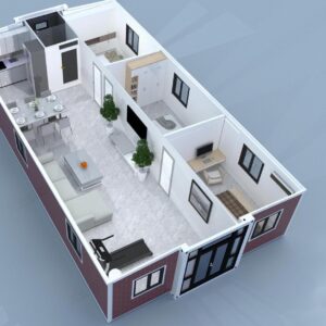 Portable Prefab House to Live in,40FT Foldable Tiny Container House with 3 Bedroom,1 Bathroom,1 Kitchen and Living Room,Prefabricated House for Adults Living,Expandable Mobile Home with Steel Frame