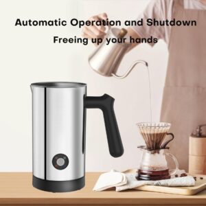 Casimhu Milk Frother Electric, 4-in-1 Milk Frother and Steamer Stainless Steel, 10.6oz Large Capacity, Warm and Cold Foam Maker, Automatic Milk Warmer for Coffee (polished)