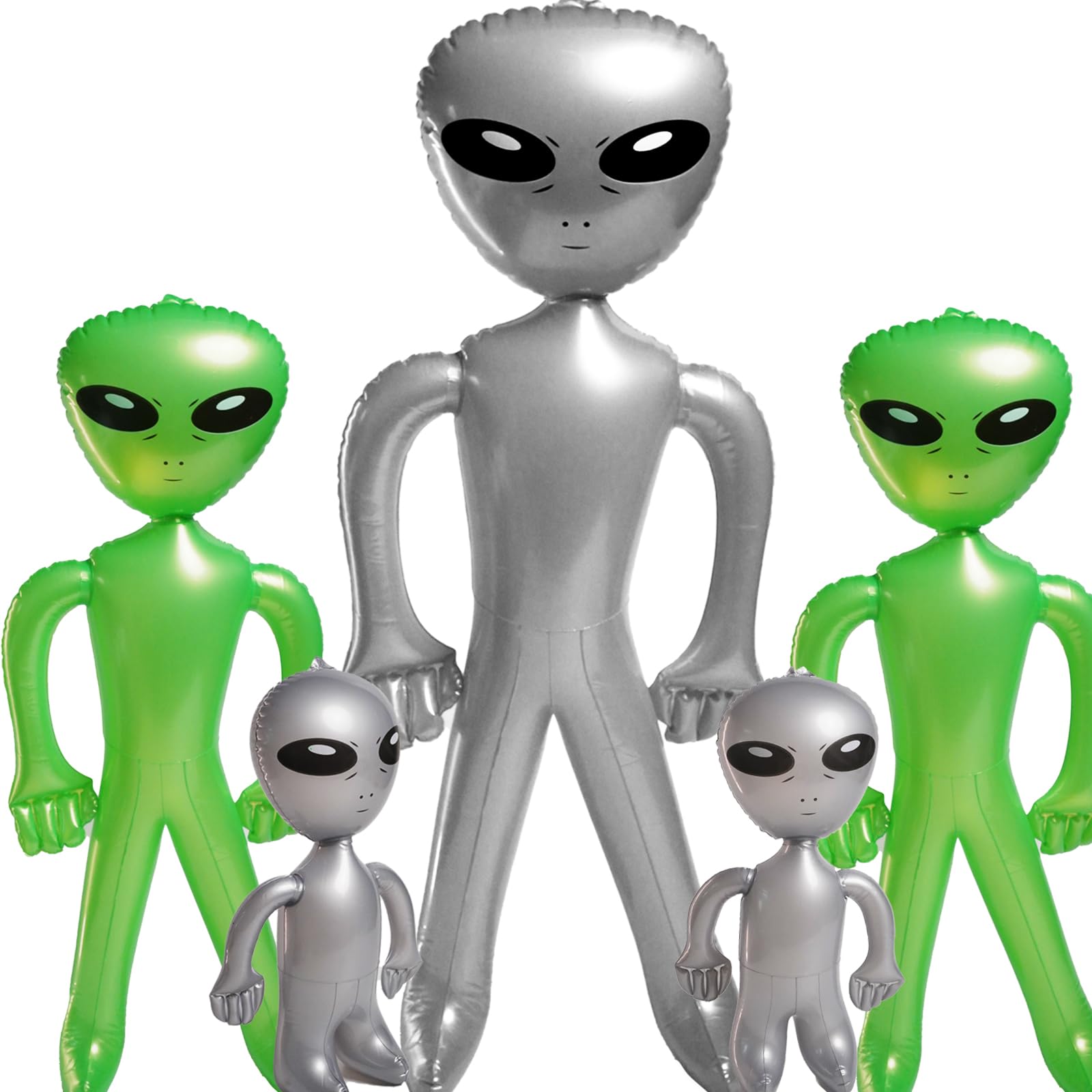 5Pcs Inflatable Alien, 3 Size Blow Up Aliens include 67"/ 35"/18", Alien Inflate for Halloween, Space Birthday Party