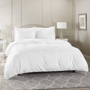 Slumberdown 1000 Thread Count 3-Piece Super King (116"" x 98"") Size, Duvet Cover Zipper Closer & Corner Ties, 100% Egyptian Cotton, Ultra Soft and Easy Care - White Solid, DXVM-KJHK-GVFB-KD91