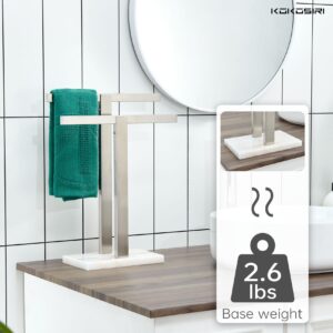 KOKOSIRI Hand Towel Holder Free-Standing Towel Racks with Marble Base for Bathroom Kitchen Vanity, Brushed Stainless Steel 15.7'' Height THS0001-SM-BR