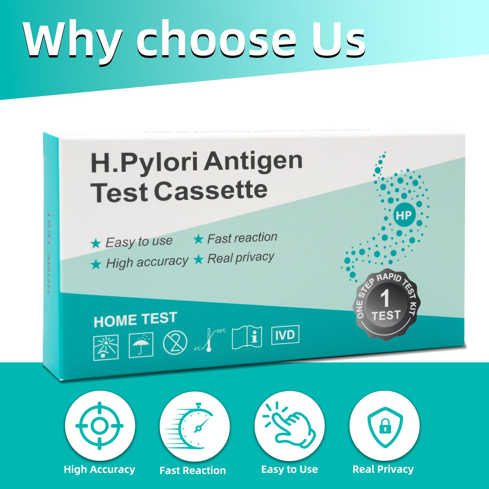 H. Pylori Helicobacter Pylori Stool 3 Test Kit, 10-15 Minutes, Highly Accurate, Easy to Use, Home Testing, No Lab Visit Required