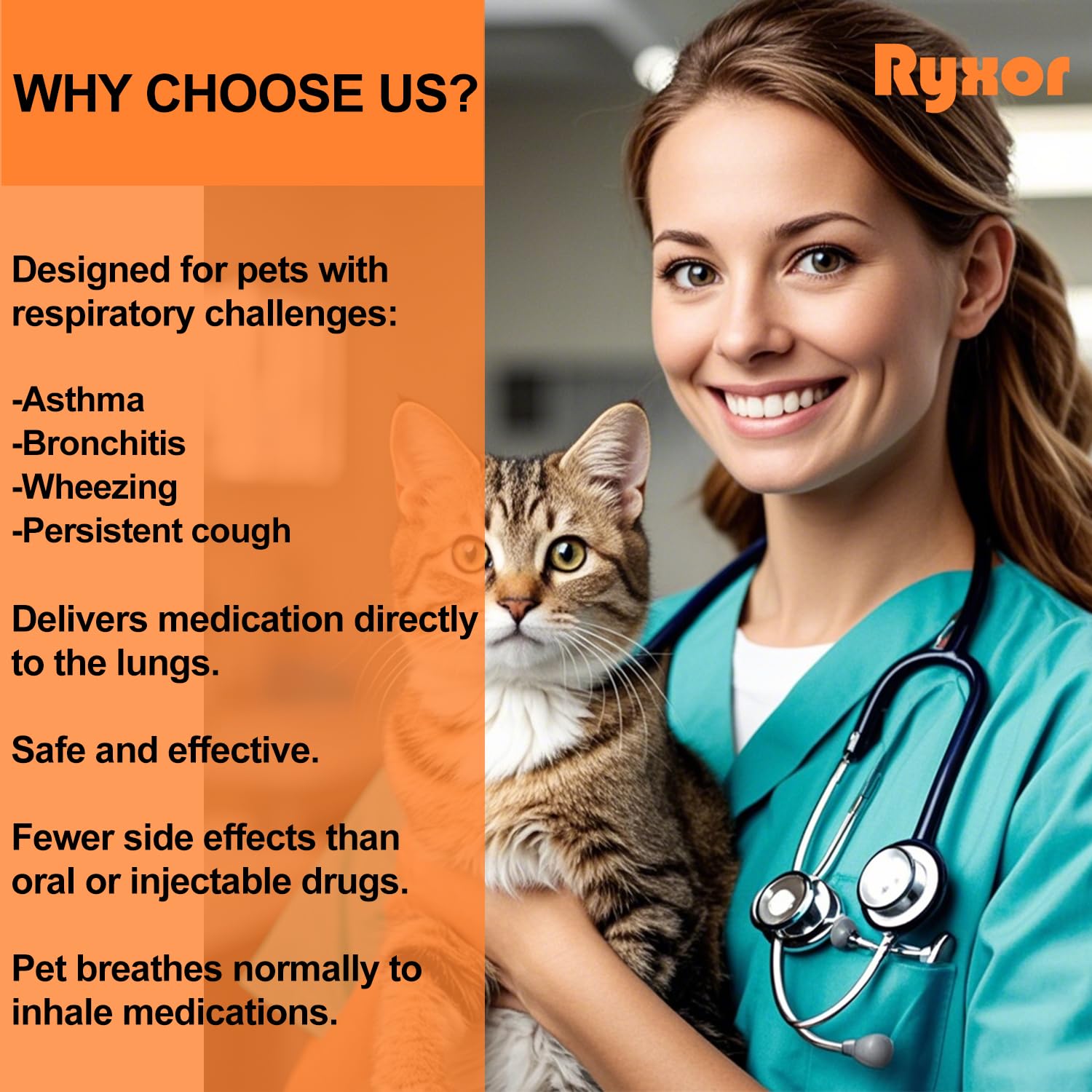 Ryxor Inhaler Spacer for Cats, Includes 3 Masks, Ideal Pet Nebulizer for Asthma Inhaler for Dogs, Cat Inhaler Mask for Easy Breathing