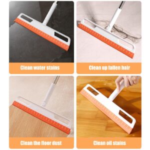 Kytasryl Multifunction Magic Broom, Silicone Squeegee Broom for Bathroom Kitchen Floor, Pet Hair Remover, Smart Broom for Indoor Cleaning, Window Cleaning (Orange)