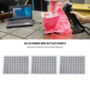 300 Pcs 3D Scanning Marker 3mm ID 6mm OD 3D Scanning Tracking Dot Adhesive Reflective Film Sticker Reference Marking Point for 3D Scanner