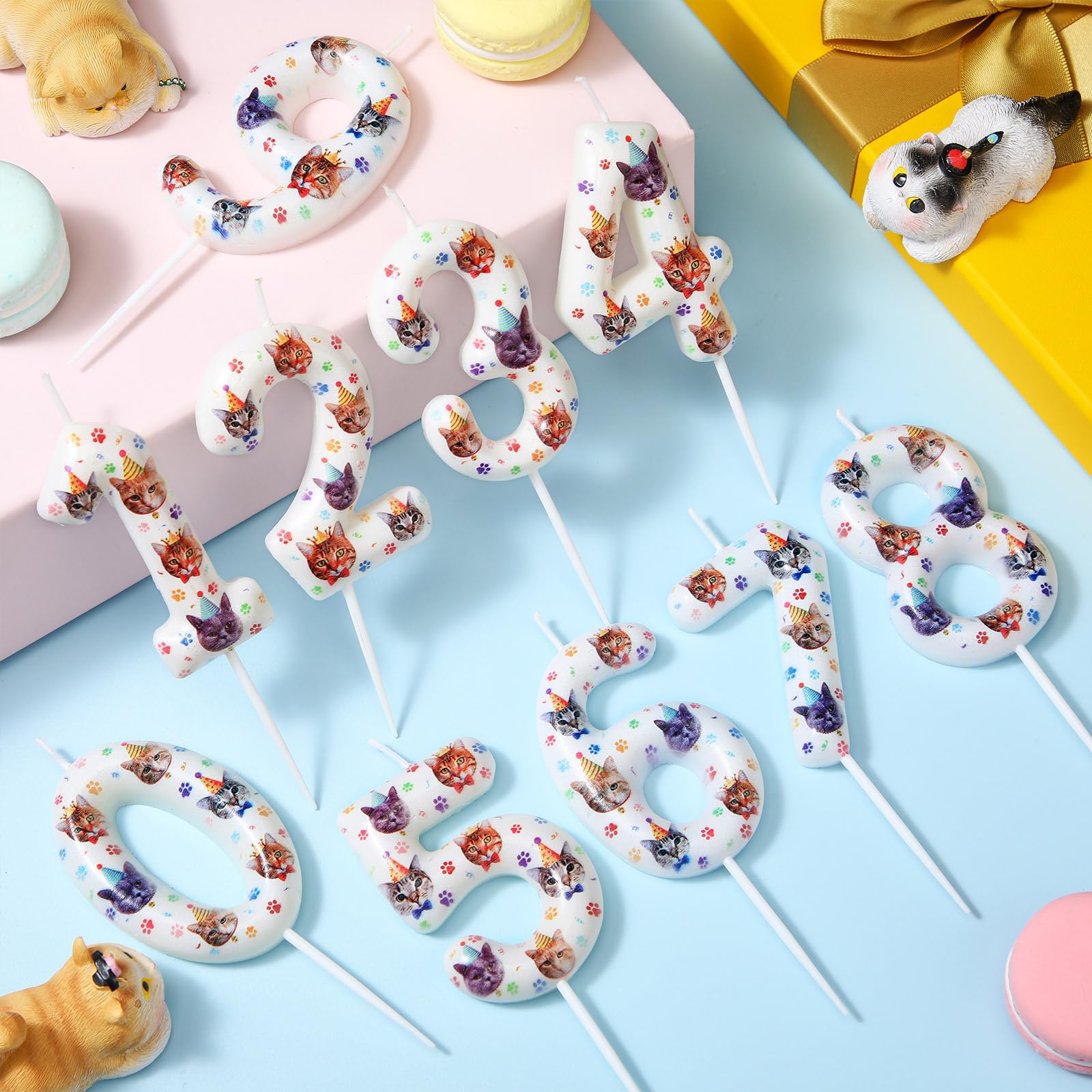 Cat Birthday Number Candles Cat Paw Print Themed Birthday Candles Cat Paw Print Numeral Cupcake Topper for Birthday Cake Kitten Pet Theme Decorations Party Supplies(Number 1)