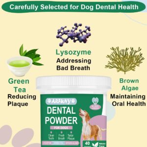 SANTKOL Dog Dental Powder - Dog Teeth Cleaning Powder with Green Tea, Lysozyme, Brown Algae - Dog Dental Care Targets Tartar, Plaque & Bad Breath - Dog Breath Freshener - for All Dogs, 80g