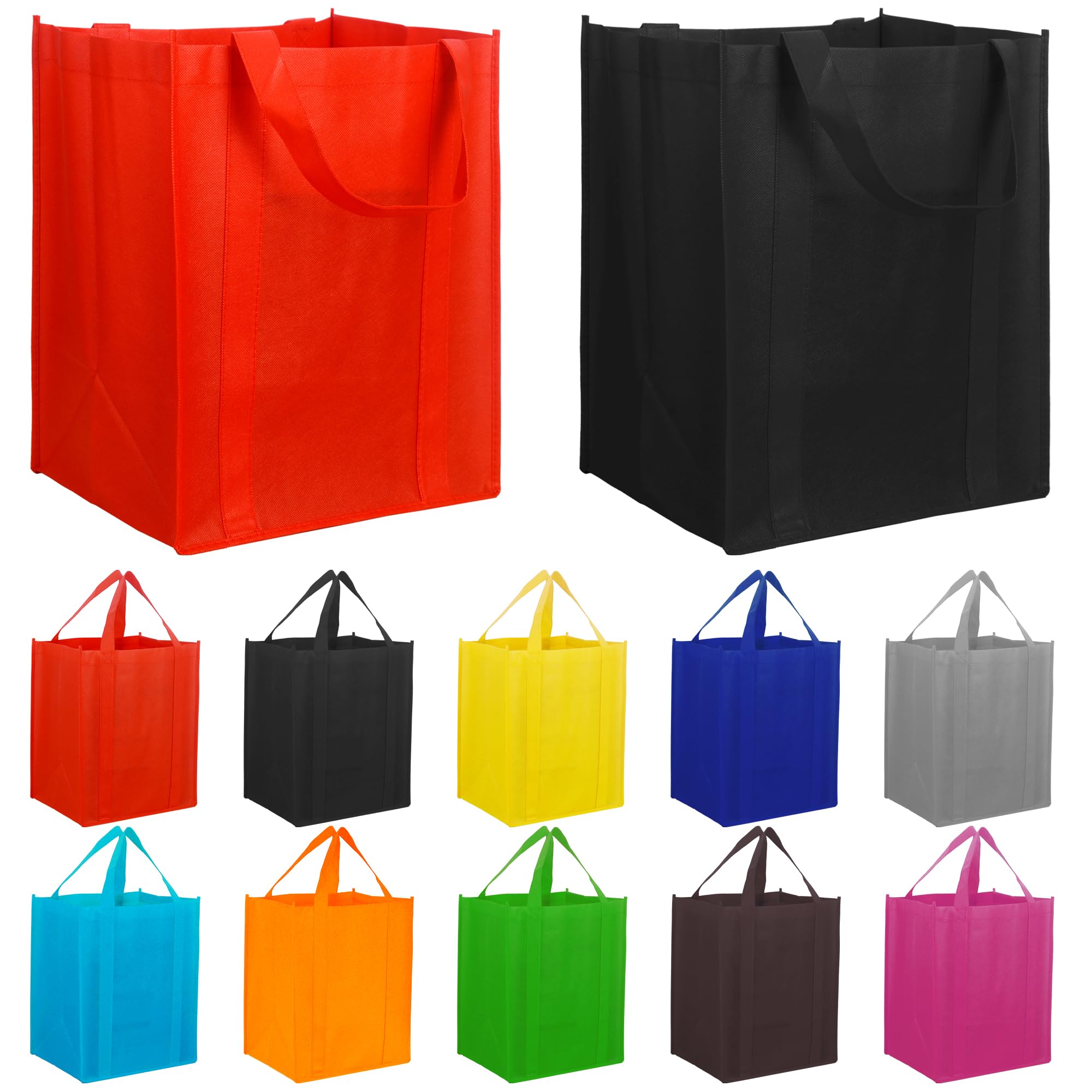 BingLzzr 10 Pack Grocery Bags Reusable Shopping Bags with Handles,Reuse Market Bags Bulk for Groceries,Large Kitchen Reusable Square Tote Bag Heavy Duty, Thickened Bottom Can Bear 45 Pounds.