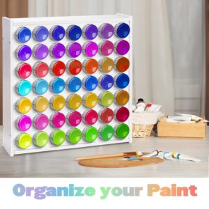 ZENFUN 2 Packs Craft Paint Storage Organizer, Craft Paint Rack Organizer with 49 Holes for Miniature Paint Set, Vertical Paint Rack Stand Wall-Mounted, 2oz Craft Paint Holder for Apple Barrel, Folkart