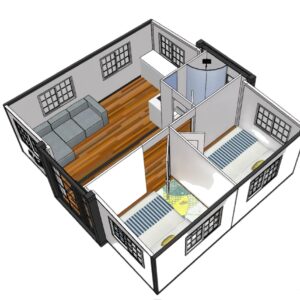 Portable Prefab House to Live in,40FT Foldable Tiny Container House with 3 Bedroom,1 Bathroom,1 Kitchen and Living Room,Prefabricated House for Adults Living,Expandable Mobile Home with Steel Frame