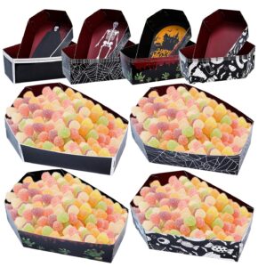 munilail 24 pcs halloween paper trays halloween nacho trays halloween coffin food holder trays disposable serving trays for halloween party supplies halloween food trays