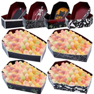 MUNILAIL 24 Pcs Halloween Paper Trays Halloween Nacho Trays Halloween Coffin Food Holder Trays Disposable Serving Trays for Halloween Party Supplies Halloween Food Trays