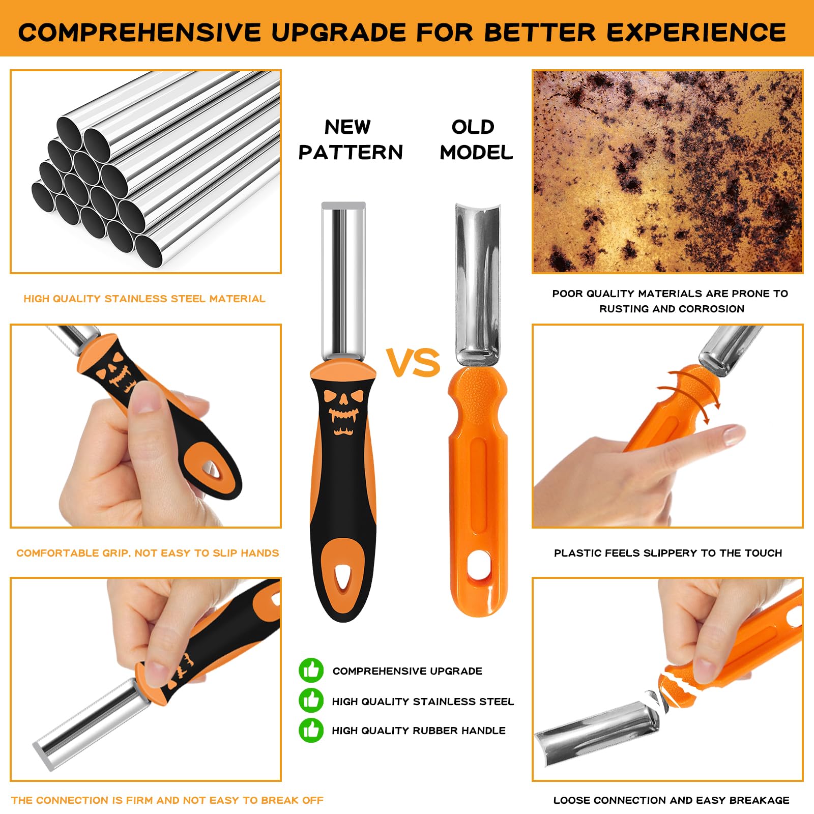 YUYUNLOMN Halloween Pumpkin Carving Tool kit, 13-Piece Professional Stainless Steel Pumpkin Cutting & Carving Set with 10 Templates, Carrying Bag - Perfect for Family Fun Time During Halloween