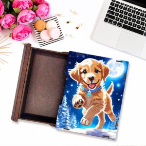 ARTopet DIY Drawer Storage Box Christmas Diamond Art Painting Wooden Tabletop Drawer Organizer Special Shaped Crystal Ornament for Office Home Toiletries Supplies Vanity-Dog